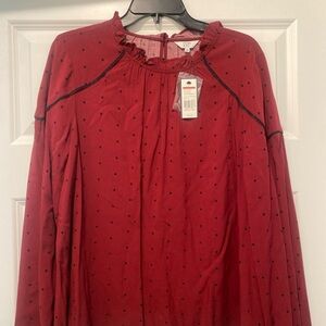 Crown & Ivy cranberry Women's Polka Dot Top